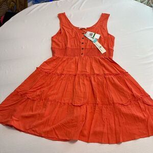NWT Daisy & Delilah Orange Claire Tiered Dress Size Large New